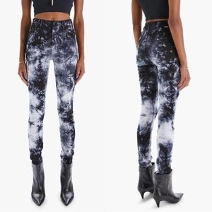NWT Mother The Super Swooner Winding Paths Tie Dye High Rise Skinny Jeans 25